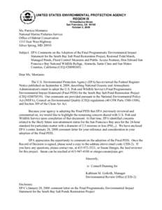 EPA Comments on the Adoption of the Final Programmatic Environmental Impact Statement for the Council on Environmental Quality #[removed], October 24, 2005
