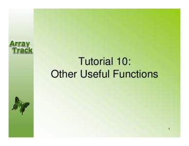 Tutorial 10: Other Useful Functions 1  Other Functions in ArrayTrack
