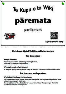 päremata parliament 24 NovemberHe körero täpiri/Additional information