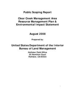 Conservation in the United States / United States Department of the Interior / Asbestos / San Benito Mountain / Bureau of Land Management / Clear Creek / Area of Critical Environmental Concern / Agency for Toxic Substances and Disease Registry / New Idria /  California / Environment of the United States / Medicine / United States