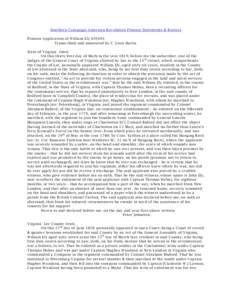 Southern Campaign American Revolution Pension Statements & Rosters Pension Application of William Ely S39493 Transcribed and annotated by C. Leon Harris State of Virginia towit: On this thirty first day of Marh in the ye