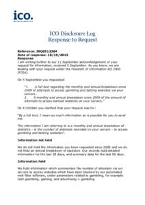 ICO Disclosure Log response to request IRQ0512384
