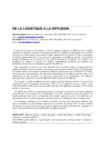 DE LA FORME DE LA DIFFUSION A SA FORMULATION