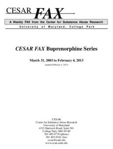 CESAR  FAX A Weekly FAX from the Center for Substance Abuse Research University