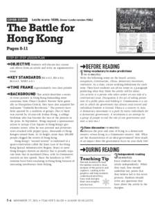 JS November 17, 2014, The Battle for Hong Kong Lesson Plan