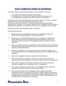 AUDIT COMMITTEE TERMS OF REFERENCE The Audit Committee is appointed by the Board to assist the Board in monitoring:  the integrity of the financial statements of the Company;  the compliance by the Company with legal a