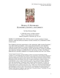 Hans-Hermann Hoppe on Murray Rothbard: Economics, Science, and Liberty