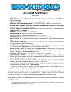 Aristocrat Apartments House Rules • • • •