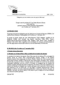 [removed]PARLEMENT EUROPÉEN Délégation pour les relations avec les pays du Mercosur  Compte rendu du président M. Luis Yáñez-Barnuevo García