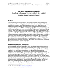Interface: a journal for and about social movements Article Volume 5 (2): NovemberHaiven & Khasnabish, Between success and failure  Between success and failure: