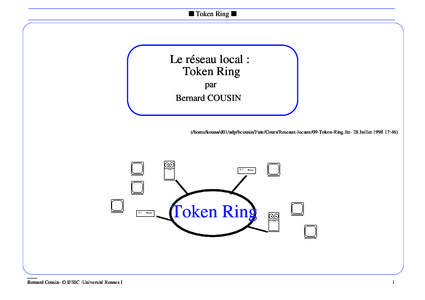 ■ Token Ring ■  Le réseau local : Token Ring par Bernard COUSIN