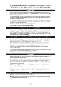 Explanatory Notes on completion of Form CT1 2007