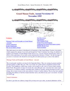 Grand Manan Trails. Annual Newsletter #3. NovemberGrand Manan Trails, Annual Newsletter #3 NovemberContents: