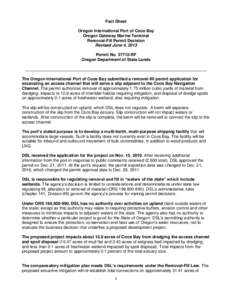 Fact Sheet Oregon International Port of Coos Bay Oregon Gateway Marine Terminal Removal-Fill Permit Decision Revised June 4, 2013 Permit No[removed]RF