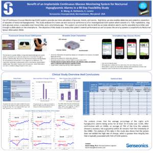 Benefit of an Implantable Continuous Glucose Monitoring System for Nocturnal Hypoglycemic Alarms in a 90 Day Feasibility Study X. Wang, A. DeHennis, C. Lorenz Senseonics Incorporated, Germantown, Maryland USA Use of Cont