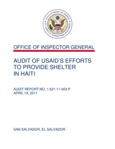 Audit of USAID Efforts to Provide Shelter in Haiti