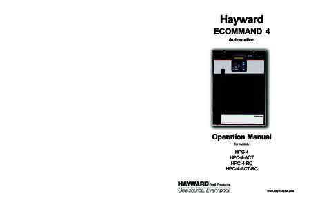 Hayward E-Command 4 Automation - Operation Manual