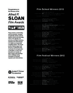Congratulations to the Winners of the Alfred P.  Sloan