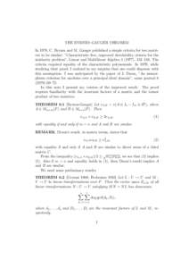 THE BYRNES–GAUGER THEOREM In 1978, C. Brynes and M. Gauger published a simple criteria for two matrices to be similar: ”Characteristic free, improved decidability criteria for the similarity problem”, Linear and Mu