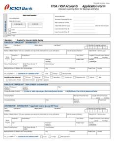 TFSA-RSP[removed]Online  7)6$563$FFRXQWV$SSOLFDWLRQ)RUP (Account opening form for Savings and GIC)  