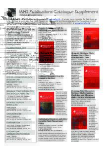 Update to the IAHS Catalogue of Publications, August 2003
