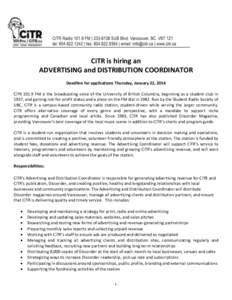 Community radio / Design / Communication / Visual arts / CITR-FM / University of British Columbia / Advertising