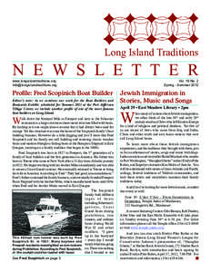 Long Island Traditions  N E W S L E T T E R www.longislandtraditions.org	 [removed]