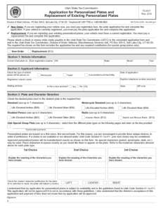 TC-817, Application for Personalized Plates and Replacement of Existing Personalized Plates