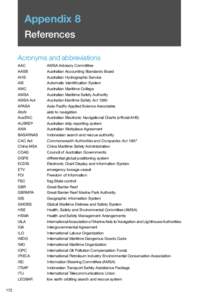 Appendix 8 References Acronyms and abbreviations 172