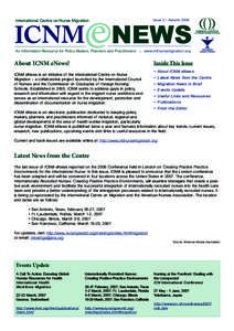 International Centre on Nurse Migration  Issue 2 • Autumn 2006 NEWS An Information Resource for Policy Makers, Planners and Practitioners