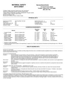 MATERIAL SAFETY DATA SHEET American National Carbide 915 South Cherry Street Tomball, Texas U.S.A[removed]