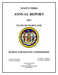 NINETY-THIRD  ANNUAL REPORT 2012 STATE OF MARYLAND
