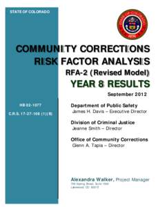 STATE OF COLORADO  COMMUNITY CORRECTIONS RISK FACTOR ANALYSIS RFA-2 (Revised Model)