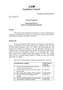 立法會 Legislative Council LC Paper No. CB[removed]Ref: CB1/PL/TP Panel on Transport Background Brief on