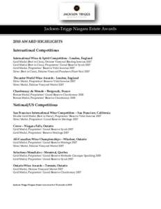        Jackson-Triggs Niagara Estate Awards