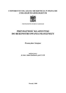 UNIWERSYTET IM. ADAMA MICKIEWICZA W POZNANIU  COLLEGIUM GEOLOGICUM