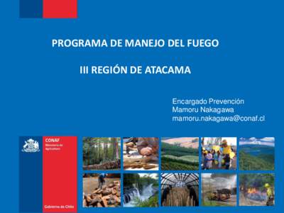 PROGRAMA DE MANEJO DEL FUEGO III REGIÓN DE ATACAMA Encargado Prevención Mamoru Nakagawa [removed]