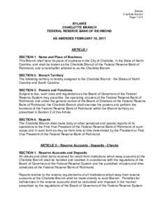 Bylaws Charlotte Branch Page 1 of 4 BYLAWS CHARLOTTE BRANCH