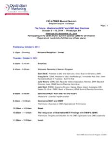       2014 CDME Alumni Summit *Program subject to change*
