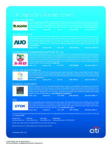 Citi Depositary Receipt Issuers Acorn International Acorn is a media and branding company in China, operating one of China’s largest TV direct sales businesses in terms of revenues and TV airtime, and other direct sale