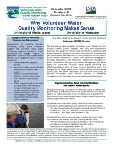 December 2002 Factsheet II (Updated Nov[removed]Why Volunteer Water Quality Monitoring Makes Sense