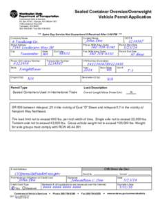 Sealed Container Oversize Overweight Vehicle Permit ApplicationVehicle Permit Application