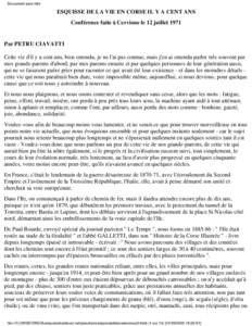 Document sans titre  ESQUISSE DE LA VIE EN CORSE IL Y A CENT ANS Conférence faite à Cervione le 12 juilletPar PETRU CIAVATTI