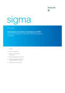 sigma N° [removed]Catastrophes naturelles et techniques en 2010 :