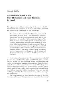 Mustafa Kabha A Palestinian Look at the New Historians and Post-Zionism