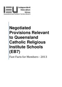 Negotiated Provisions Relevant to Queensland Catholic Religious Institute Schools (EB7)