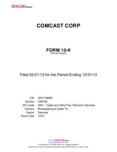 COMCAST CORP  FORM 10-K (Annual Report)