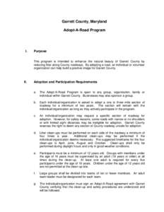 Garrett County, Maryland Adopt-A-Road Program I.  Purpose