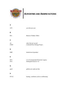 ACRONYMS AND ABBREVIATIONS  A AFY  acre-feet per year