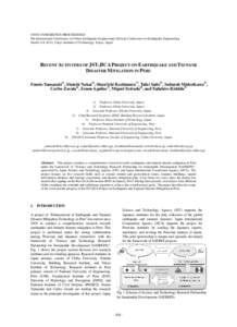 JOINT CONFERENCE PROCEEDINGS 9th International Conference on Urban Earthquake Engineering/ 4th Asia Conference on Earthquake Engineering March 6-8, 2012, Tokyo Institute of Technology, Tokyo, Japan RECENT ACTIVITIES OF J